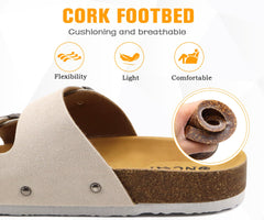 ONCAI Flat Slide Arch Support Strap Adjustable Buckle Slip on Slides Sandals 42