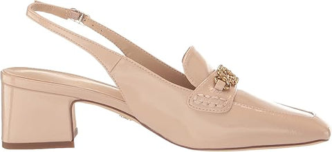 Sam Edelman Teana Chai Latte Slingback Squared Toe Block Heeled Classic Pumps