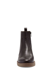 Lucky Brand Ressy Black Leather Almond Toe Chelsea Style Block Heel Ankle Boots