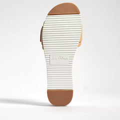 Sam Edelman Ariane Natural Sand Open Toe Buckle Flat Leather Slides Sandals