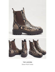 Sam Edelman Laguna Desert Multi Snake Leather Chelsea Ankle Moto Booties Boots