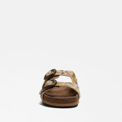 Sam Edelman Orianna Ivory Multi Sequin Beads Open Toe Double Strap Slide Sandal