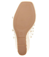 Steve Madden Upright Clear Espadrille Pearl Embellished Strap Wedge Sandals