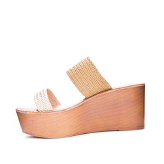 Chinese Laundry Wind Espadrille-Style Platform Sole Sandal-Tan/Cream Stretch