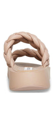 Steve Madden Hillary Taupe Slip On Rounded Open Toe Platform Braided Sandals