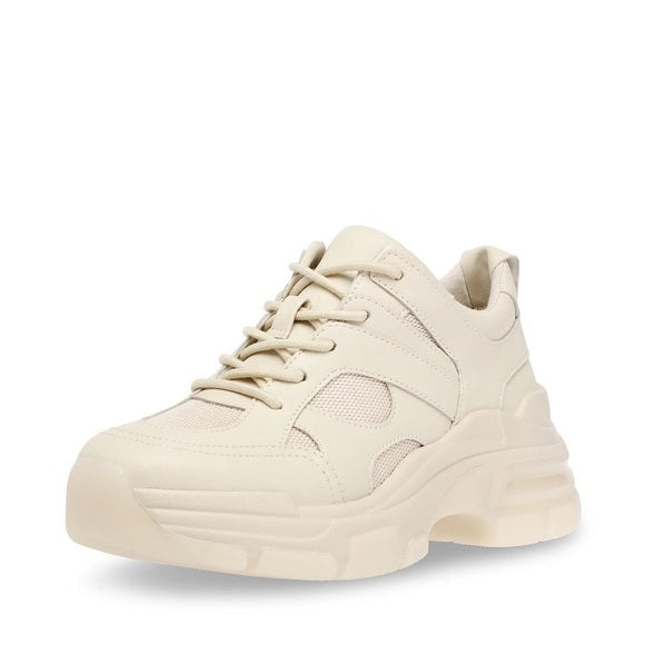 Steve Madden Bolt Beige Fashion Lace Up Rounded Closed Toe Platform Sneakers