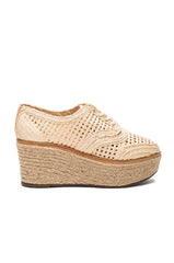 Schutz Jules Platform Oxford Natural Nude Wedge Espadrille Fashion Sneaker