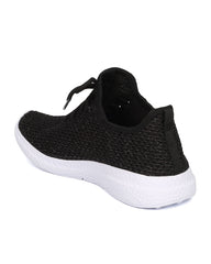 Cape Robbin Haven-1 BLACK Fabric Knitted Lace Up Low Top Jogging Sneakers