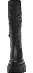Steve Madden Tero Black Side Zipper Round Toe Chunky Platform Heel Tall Boots