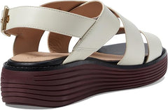 Cole Haan Originalgrand Platform Ivory/Bloodstone Ankle Strap Wedge Heel Sandals