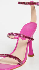 Schutz Nellina Very Pink Ankle Strap Open Squared Toe Spool High Heel Sandals