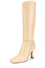 Sam Edelman Adi Eggshell Squared Toe Spool Heel Leather Knee High Fashion Boots