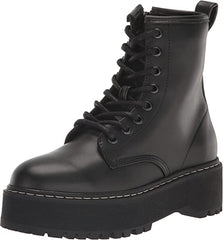 Steve Madden Betty Black Rounded Closed Toe Lace Up Classic Ankle Combat Boots
