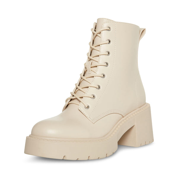 Madden Girl Talentt Almond Pu Fashion Lace Up Chunky Heel Ankle Combat Boots