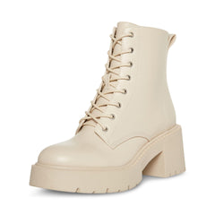Madden Girl Talentt Almond Pu Fashion Lace Up Chunky Heel Ankle Combat Boots