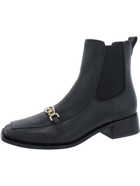 Sam Edelman Torance Clt Black Square Toe Front Chain Detail Chelsea Bit Boots