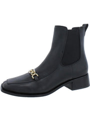 Sam Edelman Torance Clt Black Square Toe Front Chain Detail Chelsea Bit Boots