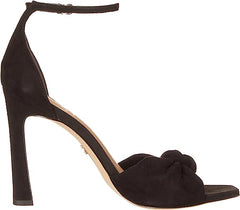 Sam Edelman Lucia Black Spool Heel Ankle Strap Squared Open Toe Heeled Sandals