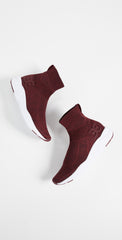 Sam Edelman Tara Knit Stretch Slip-on Sock Fitted Rounded Toe Sneakers WINE