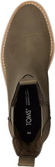Toms Skylar Olive Pull On Lugged Sole Block Heel Rounded Toe Fashion Ankle Boots