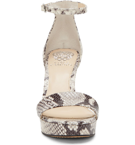 Vince Camuto Sathina Natural Snake Print High Heeled Platform Ankle Strap Pumps