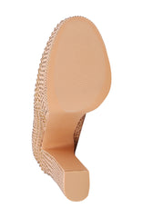 Berness Jolene Beige Rhinestone Fashion Rounded Toe Ankle Strap Platform Pump 6