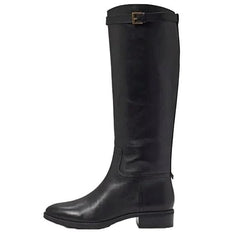 Sam Edelman Pierce Black Almond Toe Pull On Stacked Heel Riding Knee High Boots