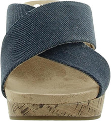 LifeStride Donna Dark Denim Fashion Slip On Casual Strap Wedges Sandals 9.5