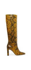 Steve Madden Joanis Yellow Snake Knee High Block Heel Pointed Toe Dress Boots