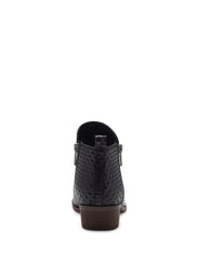 Lucky Brand Basel Black Almond Rounded Toe Block Heeled Ankle Textured Booties