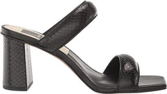 Dolce Vita Pascoe Black Embossed Stella Slip On Squared Open Toe Heeled Sandals