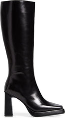 Jeffrey Campbell MAXIMAL-2 Black Leather Square-Toe Platform Retro Boot