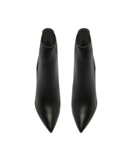Schutz Black Leather Bootie  Pointed Toe Willowy High Heels Chelsea Boots