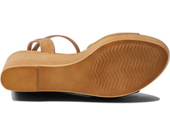 Steve Madden Welsh Camel Nubuck Ankle Strap Open Toe Platform Wedge Sandal