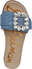 Sam Edelman Ariane Royal Sky Blue Lace Open Toe Wedge Platform Leather Sandals
