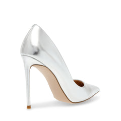 Steve Madden Vala Silver Fashion High Heel Pointed Toe Slip On Stiletto Pumps