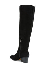 Vince Camuto Nestel Black Suede Fashion Rounded Toe Block Heel Knee High Boots
