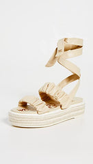 Sam Edelman Kerin Sand Braided Wraparound Tie Straps Open Toe Platform Sandals