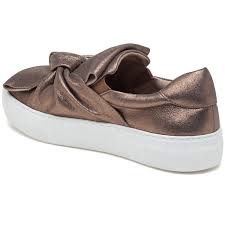 J/Slides Audra Taupe Metallic Leather Slip On Platform Leather Fashion Sneakers