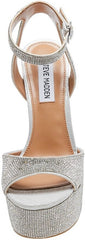 Steve Madden Skyla-R Rhinestone Ankle Strap Rounded Open Toe Platform Sandal