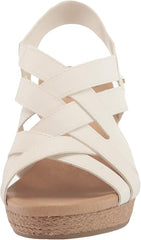 Dr. Scholl's Everlasting White Smooth Open Toe Slingback Wedge Espadrille Sandal