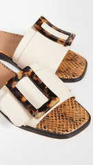 Sam Edelman Inez Sand Squared Open Toe Slip On Buckle Strap Slides Sandals