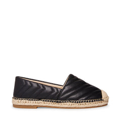 Steve Madden Winnow Black Slip On Rounded Toe Chevron Quilted Flat