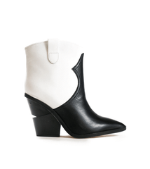Cecelia New York KIMBAL Boots Black White Pointed Western Cowboy Ankle Booties