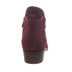 Lucky Brand Women's Basel Dark Red Snake Wide Width  Low Cut Ankle Booties