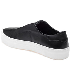 JSLides ALARA Black Leather Laceless White Sole Loafer Platform Sneakers