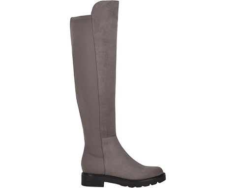 Nine West Tread2 Charcoal Suede Zip Closure Leather Over The Knee Dress Boots