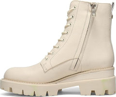 Sam Edelman Garret Modern Ivory Leather Lace Up Platform Combat Ankle Boots