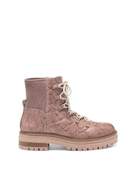 Louise Et Cie Sheena Soft Rose Nude Leather Lace-Up Classic Combat Lug Boots