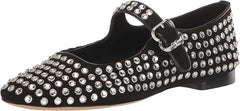 Sam Edelman Michaela Black Suede Gem Mary Jane Ankle Strap Square Toe Flats